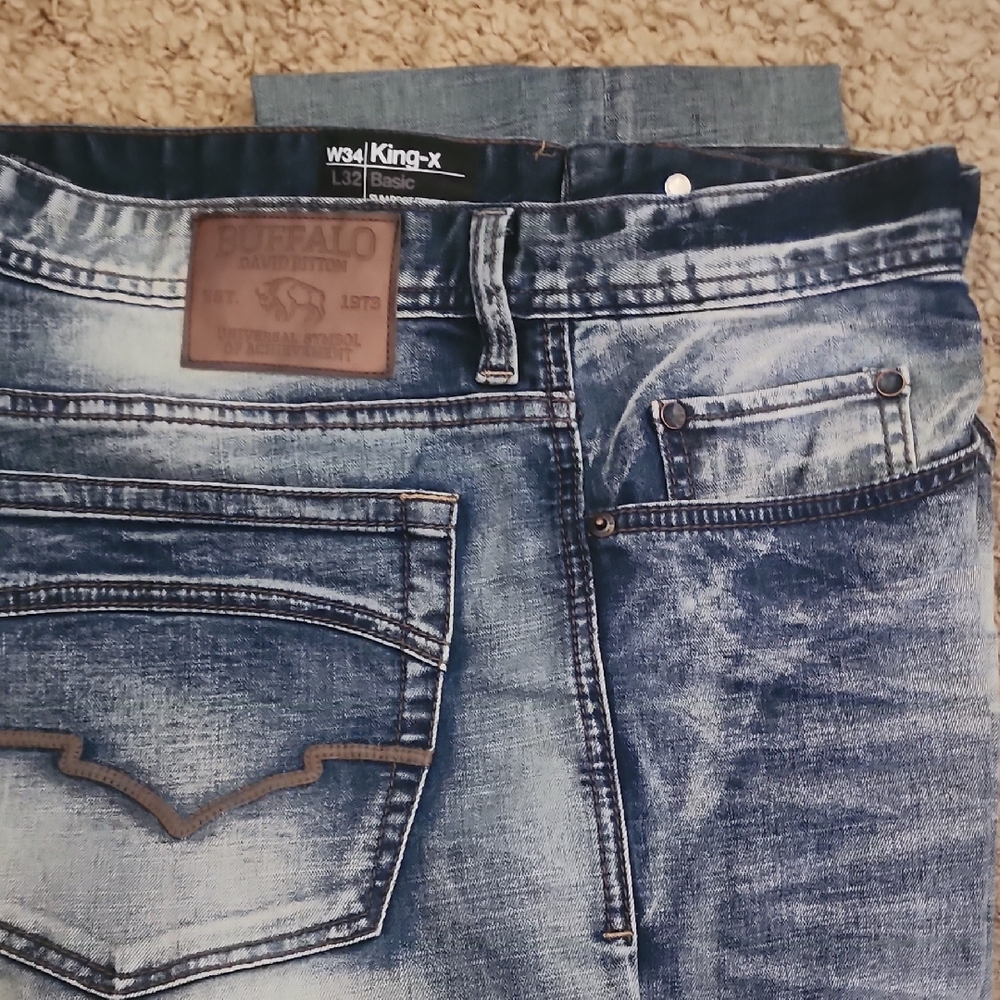 Buffalo David Bitton Men's Distressed Blue Jeans